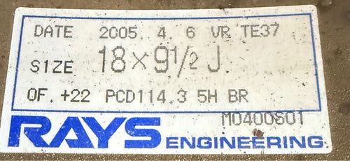 [For RSX] TE37 18x9.5 +22 5x114.3 RAYS